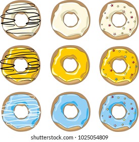 
Donuts with glaze and stars