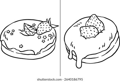 Donuts with glaze and strawberry toppings