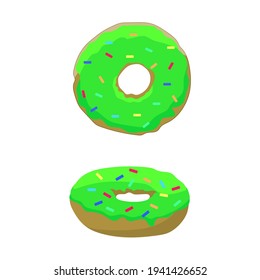 donuts with green glaze, vector illustration