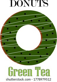 donuts green tea on white background