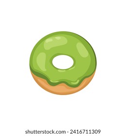 Donuts with green tea topping. Illustrations vector