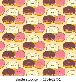 Donuts hand drawn pattern template vector