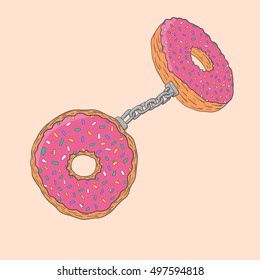 donuts handcuffs. harm and dependence on sugar