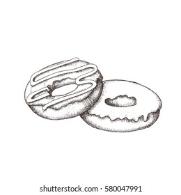 Donuts hand-drawn. Sketch. Vector