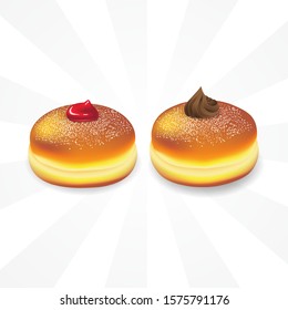 Donuts for Hanukkah on an isolated background. Vector image. eps 10