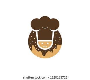 Donuts Hat chef logo design vector template, Bakery logo concept, Creative icon symbol