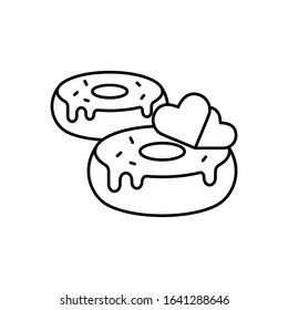 Donuts, heart icon. Simple line, outline vector elements of breakfast with love icons for ui and ux, website or mobile application
