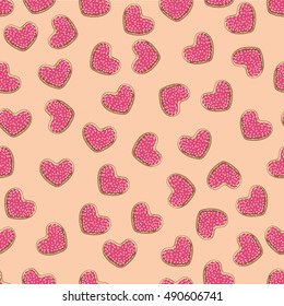 Donuts hearts seamless pattern