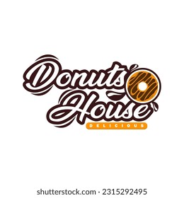 Donuts house logo illustration design