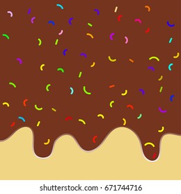Donut's or ice cream glaze pattern, chocolate background, texture.