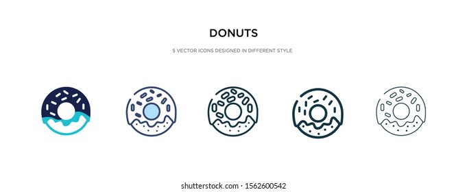 donuts icon in different style vector illustration. two colored and black donuts vector icons designed in filled, outline, line and stroke style can be used for web, mobile, ui