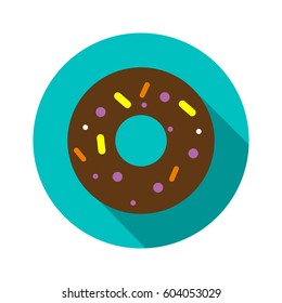 donuts icon in flat style with long shadow, isolated vector illustration