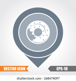 Donuts Icon On Map Pointer. Eps.-10.