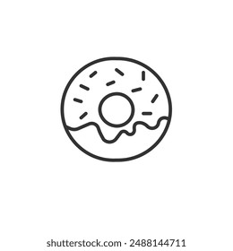 Donuts-Symbol Vektorgrafik. Gebissener Donut, Bäckerei, Desserts, süßer Donut mit Sprinkles-Zeichen und Symbol.