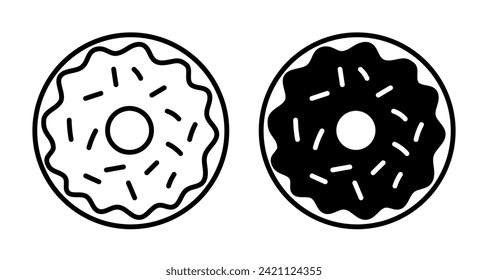 Donuts icon vector. Donut icons in line and flat style.  Bakery sign and symbol. Vector illustration