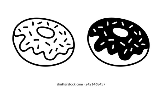 Donuts icon vector. Donut icons in line and flat style.  Bakery sign and symbol. Vector illustration