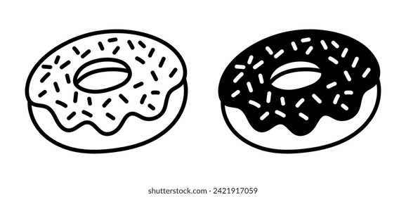 Donuts icon vector. Donut icons in line and flat style.  Bakery sign and symbol. Vector illustration