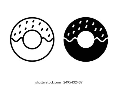 Donuts icon vector. Donut icons in line and flat style.
