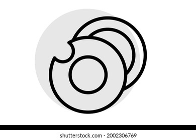 Donuts icon in vector graphics can be used for web and printed designs or printable projects.  Cafe and Restaurant related vector line icons. 

