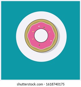 Donuts Icon Vector Illustration Food Icon Concept Flat Cartoon Style Suitable For Web Landing Page, Sticker, Banner, Background  