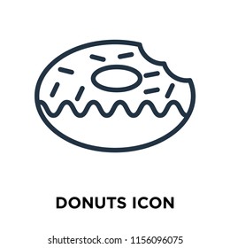 Donuts icon vector isolated on white background, Donuts transparent sign , thin symbols or lined elements in outline style