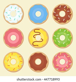 Donuts icons with different fillings eps 10