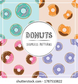 Donuts illustration doughnuts seamless patterns doughnut flat color donut vector set