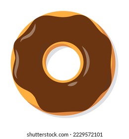 Donuts illustration. Simple trendy doughnuts with chocolate cream topping, sweet food from dough isolated on white background. Pastry concept