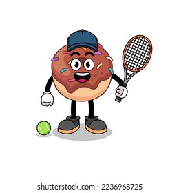 donuts illustration as a tennis player , character design