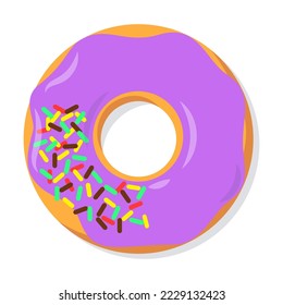 Donuts illustration. Trendy doughnuts with topping, sweet food from dough isolated on white background. Pastry concept