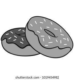 Donuts Illustration - A vector cartoon illustration of a couple of Donuts.