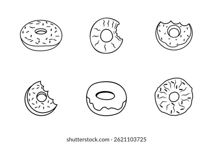 Donuts Illustration Vector Drawn Design Collections Set.