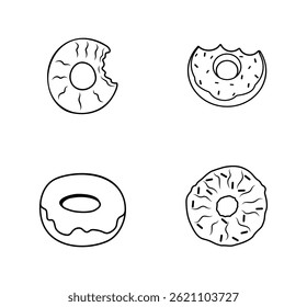 Donuts Ilustración Vector Dibujado Diseño Colecciones Set.