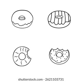 Donuts Illustration Vector Drawn Design Collections Set.