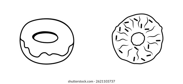 Donuts Illustration Vector Drawn Design Collections Set.