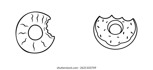 Donuts Illustration Vector Drawn Design Collections Set.