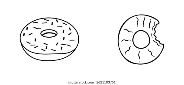 Donuts Illustration Vector Drawn Design Collections Set.