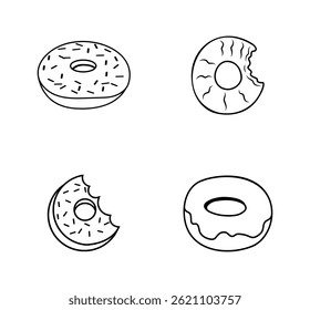 Donuts Illustration Vector Drawn Design Collections Set.