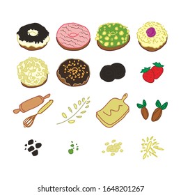donuts ingredient equipment cooking illustration