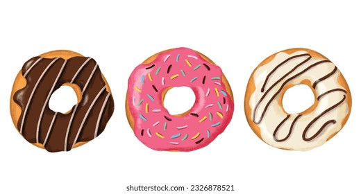 Donuts isolated on white background. EPS 10 vector 