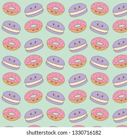 donuts kawaii characters pattern
