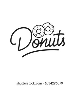 Donuts. Donuts lettering illustration. Donuts label badge emblem