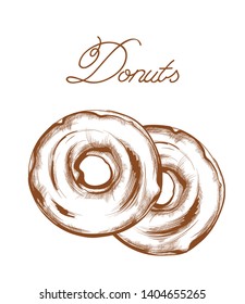 Donuts line art Vector. Delicious sweets illustration isolated