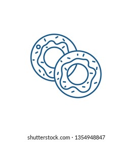 Donuts line icon concept. Donuts flat  vector symbol, sign, outline illustration.