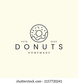 donuts with linear style logo icon template design vector illustration