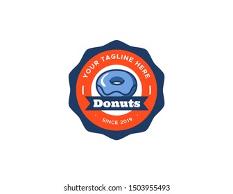 Donuts logo design. Vintage logo vector. Retro logo badge