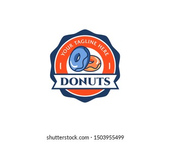 Donuts logo design. Vintage logo vector. Retro logo badge