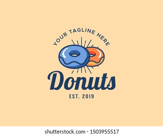 Donuts logo design. Vintage logo vector. Retro logo badge