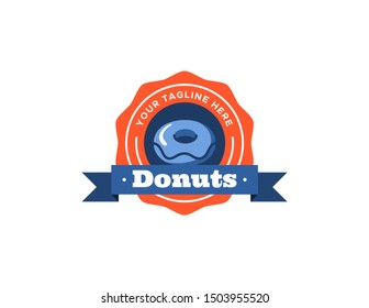 Donuts logo design. Vintage logo vector. Retro logo badge