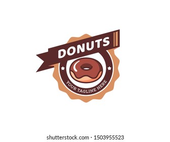Donuts logo design. Vintage logo vector. Retro logo badge